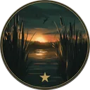 Marshland Games emblem: cattails framing a marsh sunset with a gold star